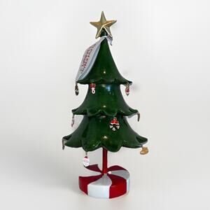 Peppermint Square Green Christmas Tree Mini Dangle Ornaments Candy Cane Base New